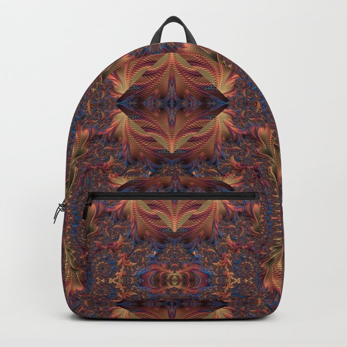 Gilded Symmetry Geometric Pattern Digital Illustration Backpack