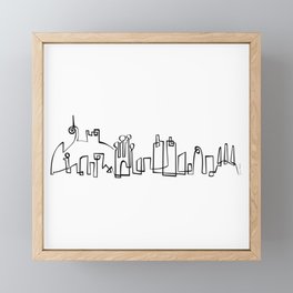 Barcelona Skyline in one draw Framed Mini Art Print