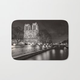 Notre Dame Cathedral, Paris, France on the River Seine black and white photograph / art photography Bath Mat | Citylights, Montmartre, Art, Photo, Photos, French, Photographs, Iledelacite, Cathedral, Churches 