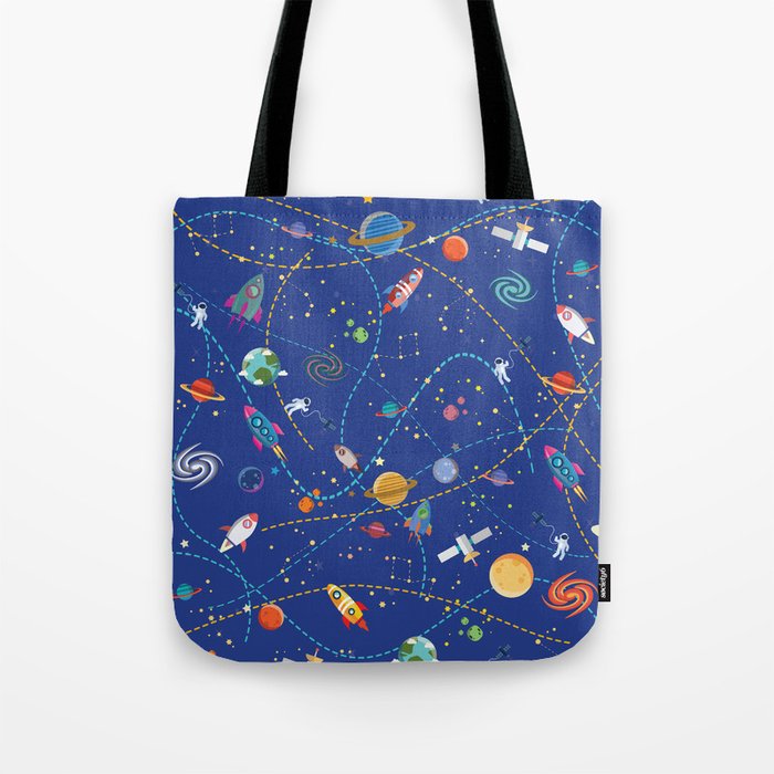 Space Rocket Pattern Tote Bag