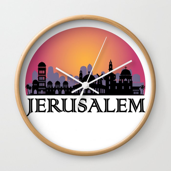 Jerusalem Old City Skyline - Israel Travel Wall Clock