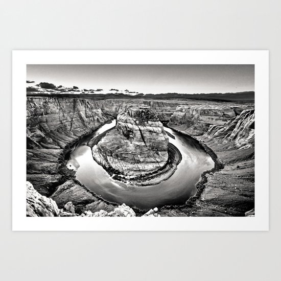 Horseshoe Bend Arizona Black and White Art Print