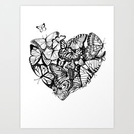 Butterflies +heart  Art Print