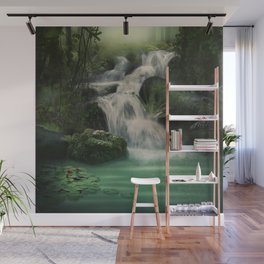 fantasy lake waterfall Art Wall Mural