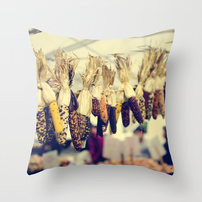 Indian Corn at the Farmers Market Throw Pillow