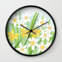 Spring Daffodils Illustration Wall Clock
