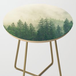 Rainy Pine Forest Fog Photography Side Table