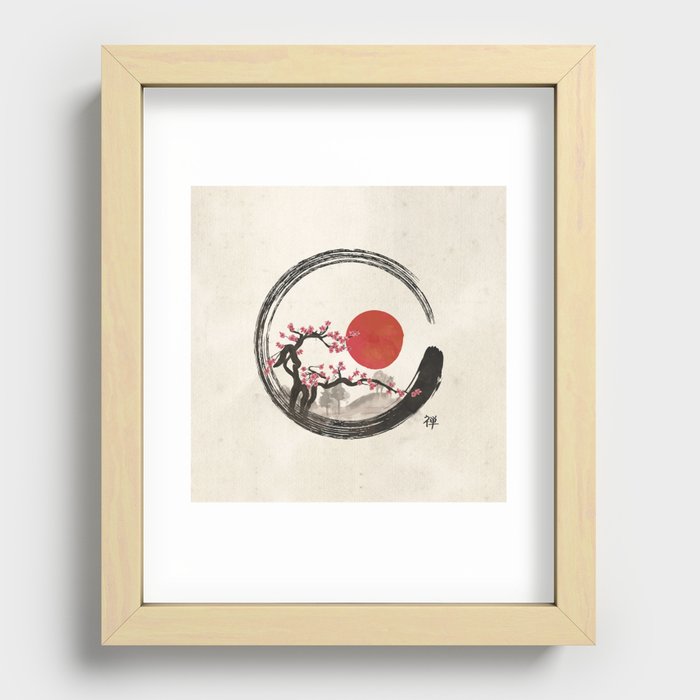 Zen Enso Circle and Sakura Tree Art Print by creativemotions