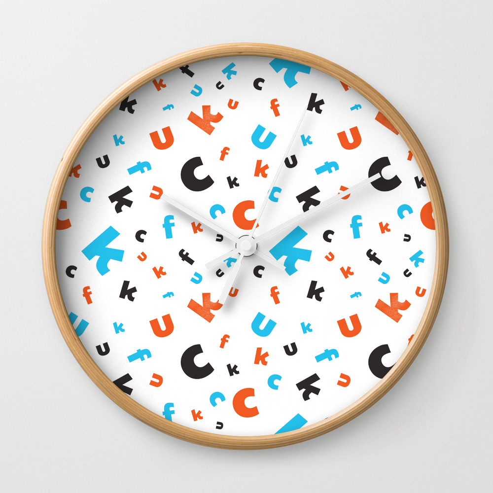 Naughty Letters Wall Clock By Happyplum Society6