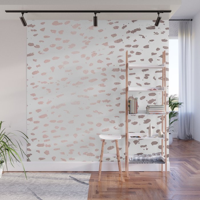Rose Gold Spots on White Wall Mural by Simple Luxe by Nature Magick
