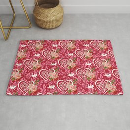 Little Cupid and Big Heart Rose Collection Area & Throw Rug