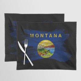 Montana state flag brush stroke, Montana flag background Placemat