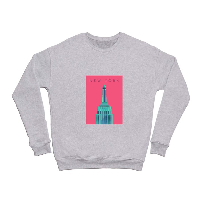 Empire State Building New York Art Deco - Text Red Crewneck Sweatshirt