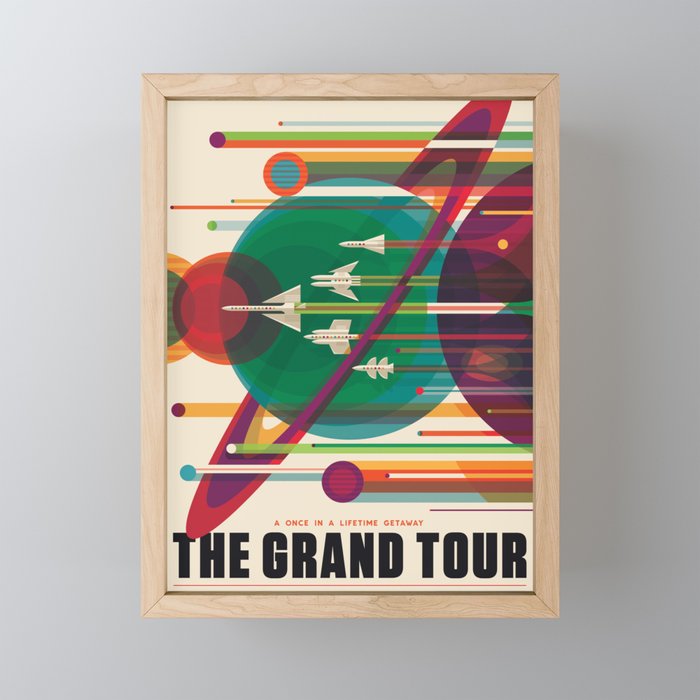 NASA Retro Space Travel Poster The Grand Tour Framed Mini Art Print