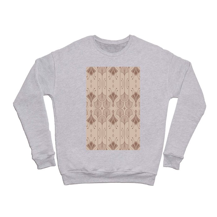 Lily Lake - Retro Floral Pattern Beige Brown Crewneck Sweatshirt