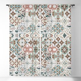 Colorful floral seamless ornate pattern in brown color Blackout Curtain