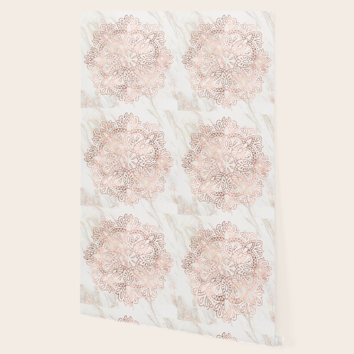 Rose Gold Mandala Marble Wallpaper