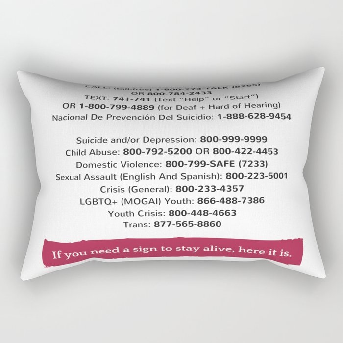 Suicide Prevention Hotlines Rectangular Pillow