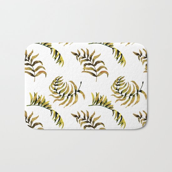 Exotic Gold Palm Leaves Pattern on #Society6 Bath Mat