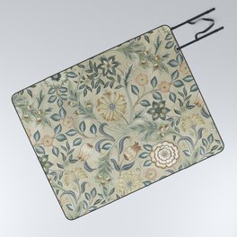William Morris Vintage Orkney Wilhelmina Linen Sage Green Floral Picnic Blanket