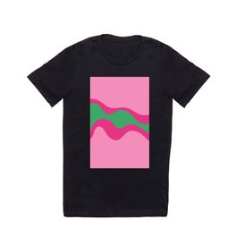 Ance - Groovy Wavey Colorful Retro Art Design in Pink and Green T Shirt