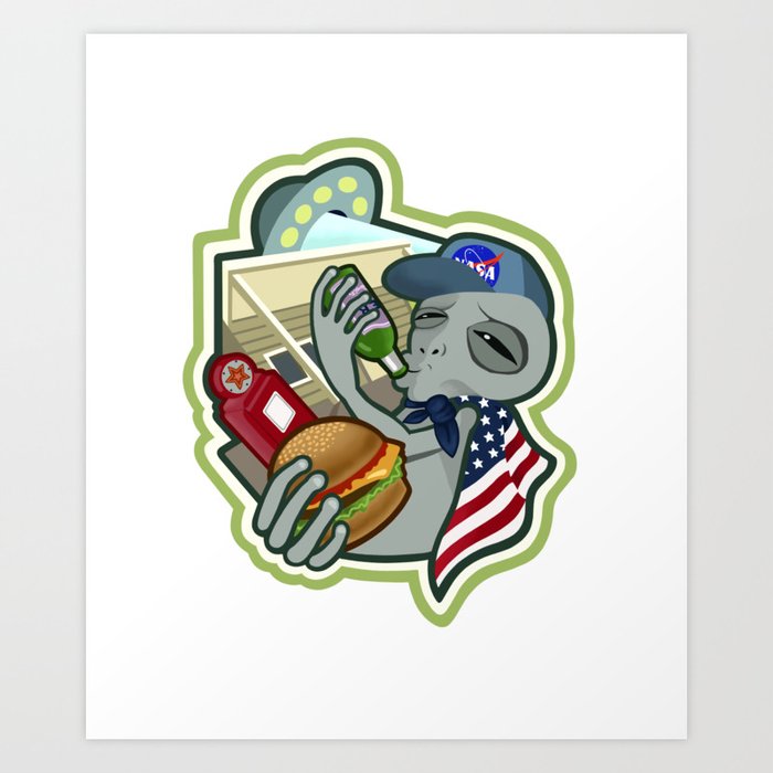 Alien Vacation Extra terrestrial holiday UFO  Art Print