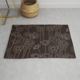 Floral Doodles Brown Background Area & Throw Rug