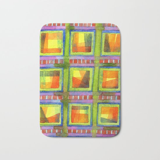 Light behind colorful geometric Windows Bath Mat