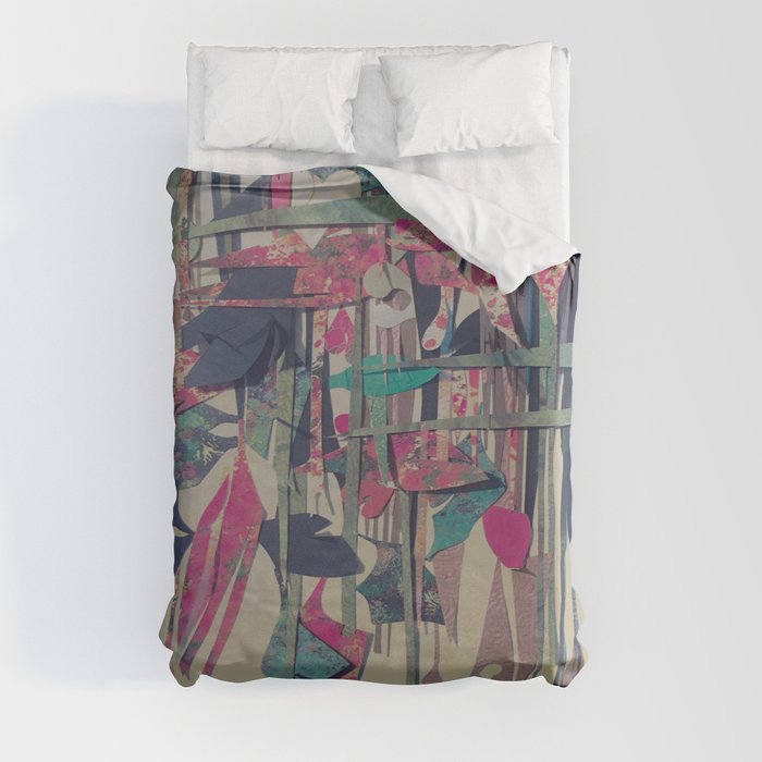 The Paper Garden- Painted Paper Collage  Duvet Cover