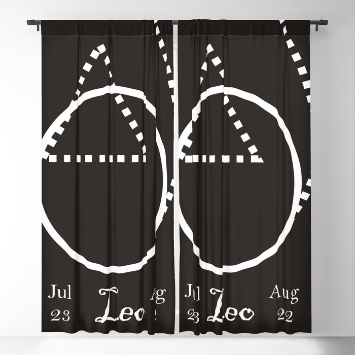 Leo - Zodiac outliner in black background Blackout Curtain