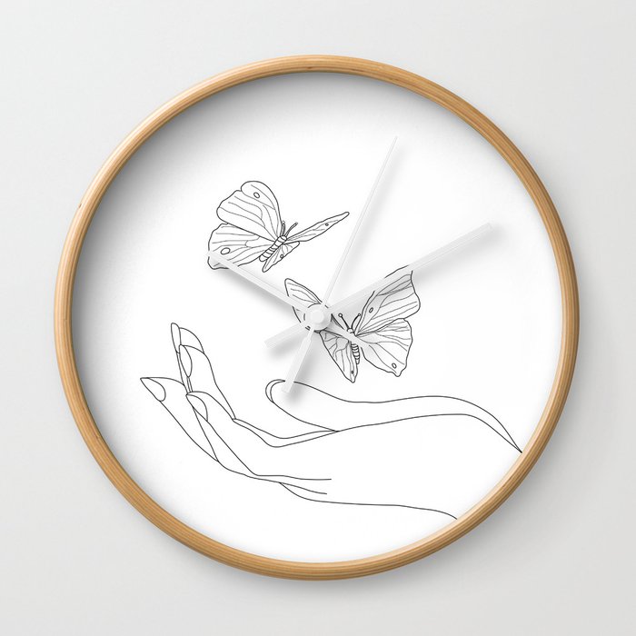 Butterflies on the Palm of the Hand Wall Clock