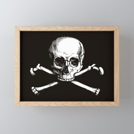 Skull and Crossbones | Jolly Roger | Pirate Flag | Black and White | Framed Mini Art Print
