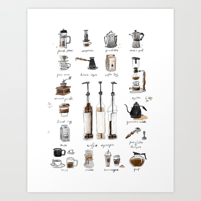 Coffee Brewing Methods Art Print