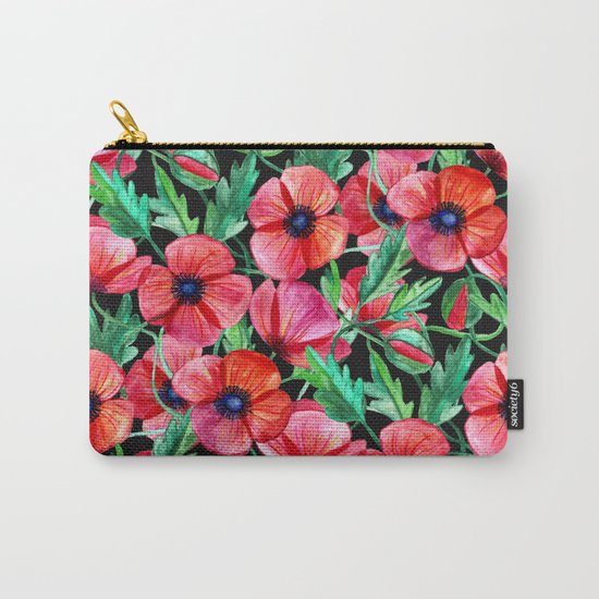 Plenty of Poppies - black Carry-All Pouch