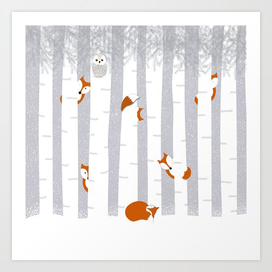 Playing in the snow Art Print