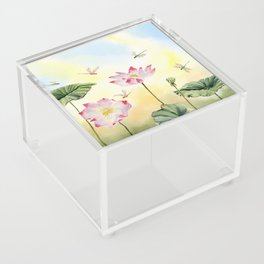 Lotus and Dragonflies  Acrylic Box
