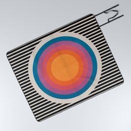 Vintage California Sun Picnic Blanket | Vintage, Colorful, Boho, Sun, Art, Stripes, Color, Retro, Bauhaus, Mid Century 