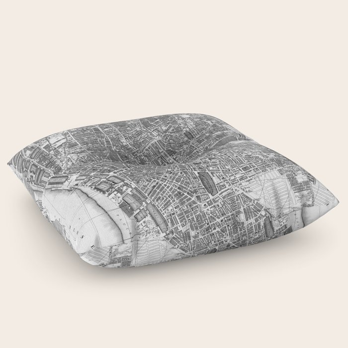 Vintage Map of Liverpool England (1890) BW Floor Pillow by bravuramedia | Society6
