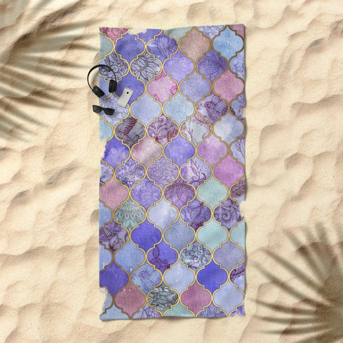 Royal Purple Mauve Indigo Decorative Moroccan Tile Pattern
