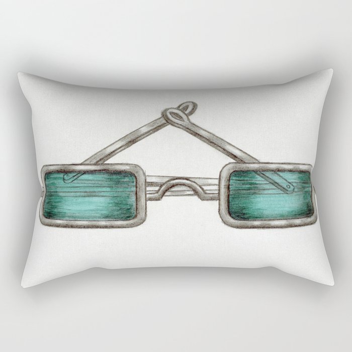 Spectacles with Green Lenses Rectangular Pillow