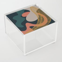Abstract Golden Leaf 2 with Dark Background Acrylic Box