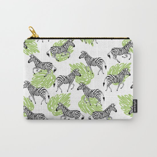 Zebras green pattern Carry-All Pouch