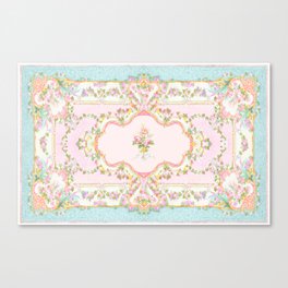  French Rococo Floral Watercolor Panel Canvas Print