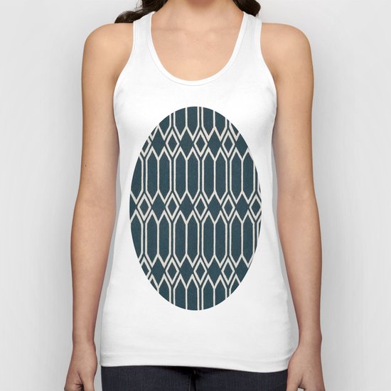 Geometrics in Blue and White Diamonds Unisex Tank Top