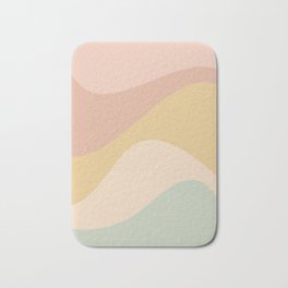 Abstract Color Waves - Neutral Pastel Bath Mat | Swirl, Balance, Yellow, Curated, Abstract, Nature, Calming, Rainbow, Minimalism, Stripes 