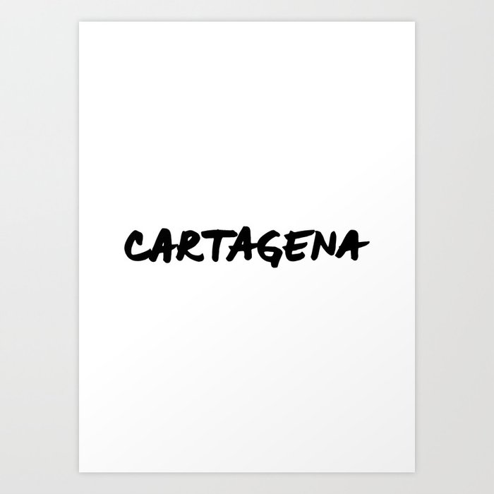 Cartagena Colombia Hand Letter Type Word Black White Art Print