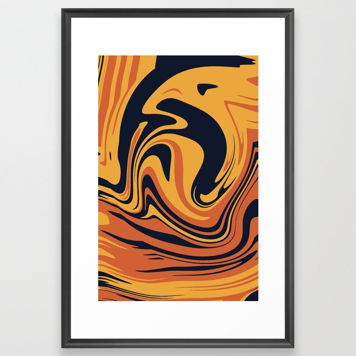 The orange, dark blue and yellow colored pattern. Framed Art Print