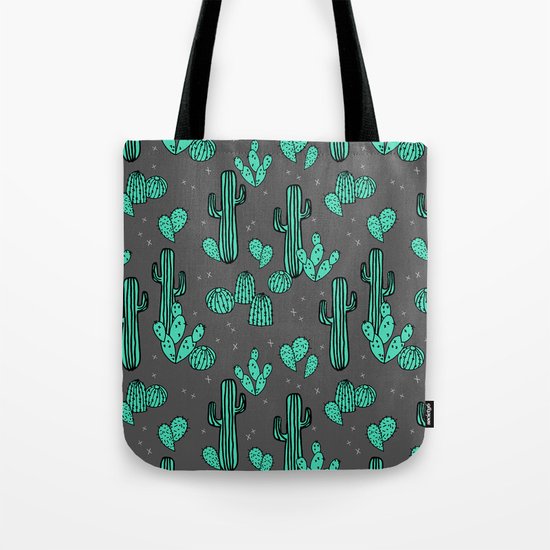 Prickly Pear - Charcoal by Andrea Lauren Tote Bag