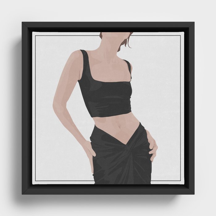 Nina black outfit illustration Framed Canvas