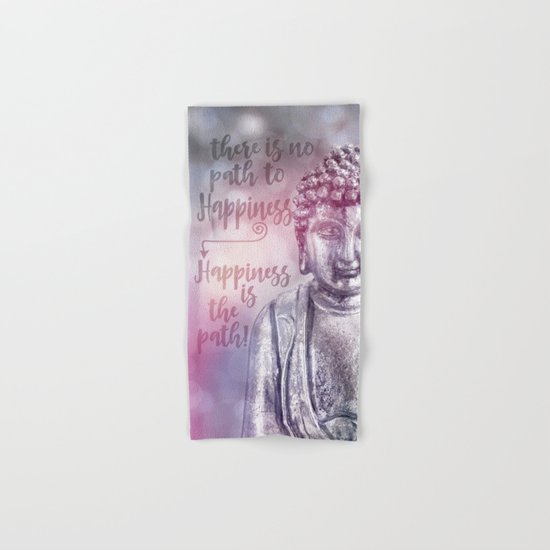 Buddha Path to Happiness inspirational Typography Hand & Bath Towel